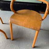 Set of 2 orange chairs child Jacques Hitier in wood & metal