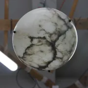 Art Deco Alabaster Pendant Light, Hand-Carved, 1920s
