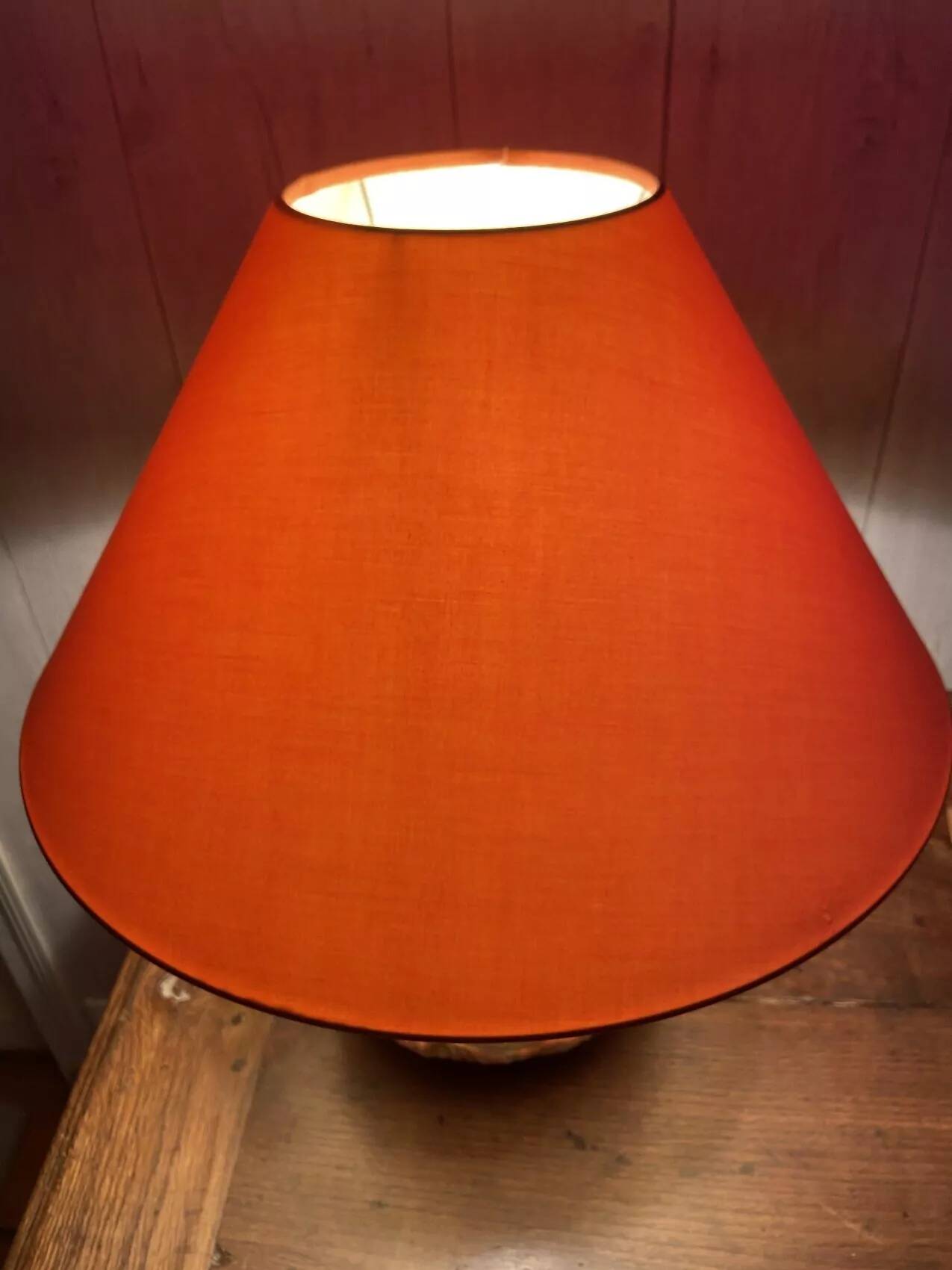 Barbotine earthenware lamp – 1980s – 20th century production