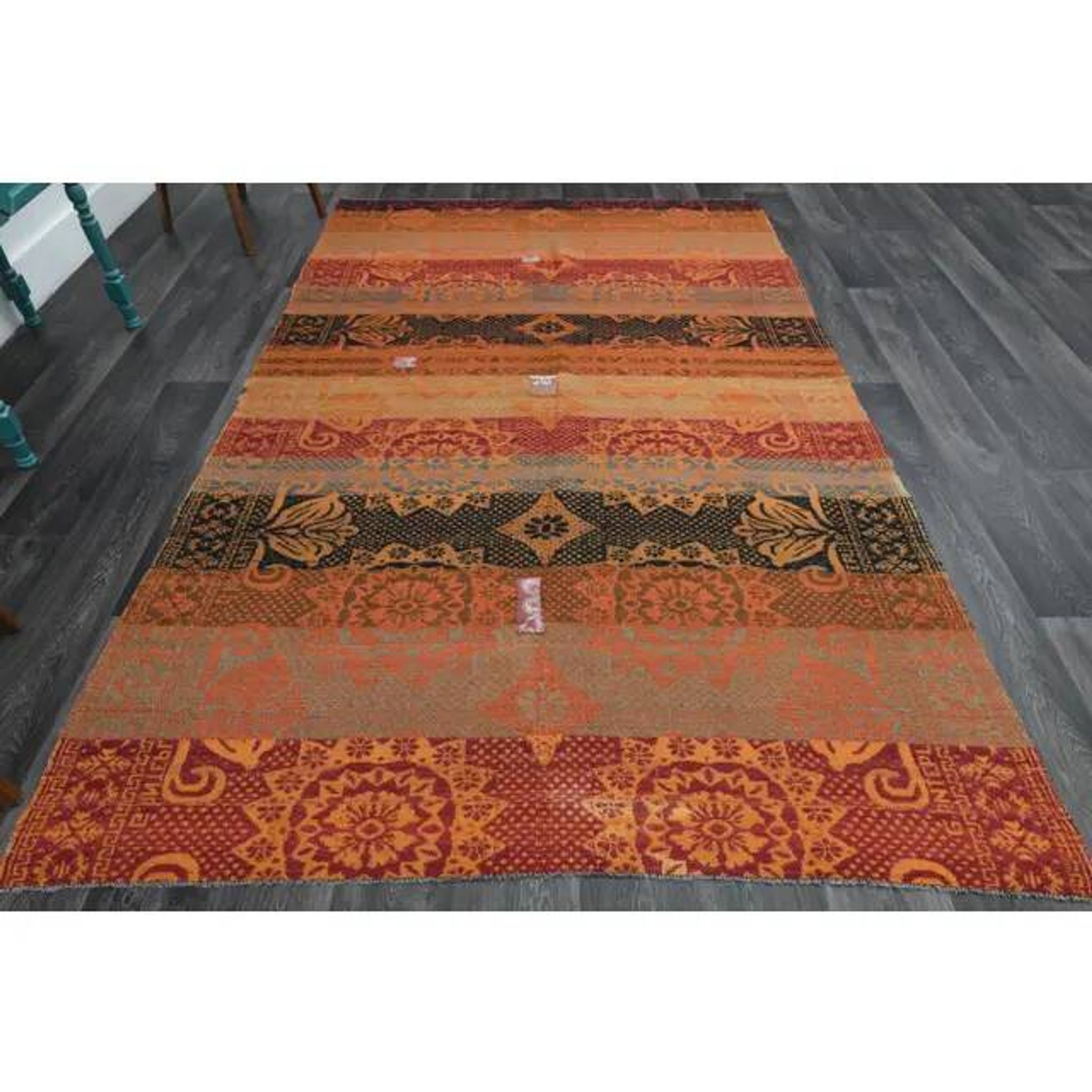 1970s Vintage Turkish Oushak Handmade Wool Cotton Orange Area Rug 182x287