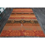 1970s Vintage Turkish Oushak Handmade Wool Cotton Orange Area Rug 182x287