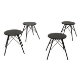 Set of 4 stools in black lacquered wood