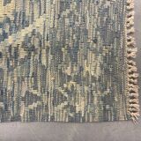 Geometric Kilim Rug, Bule Beige Contemporary Wool Carpet 195 x 128 cm