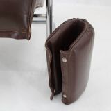1950s Pair of Tubular Armchairs in Leather, Czechoslovakia
