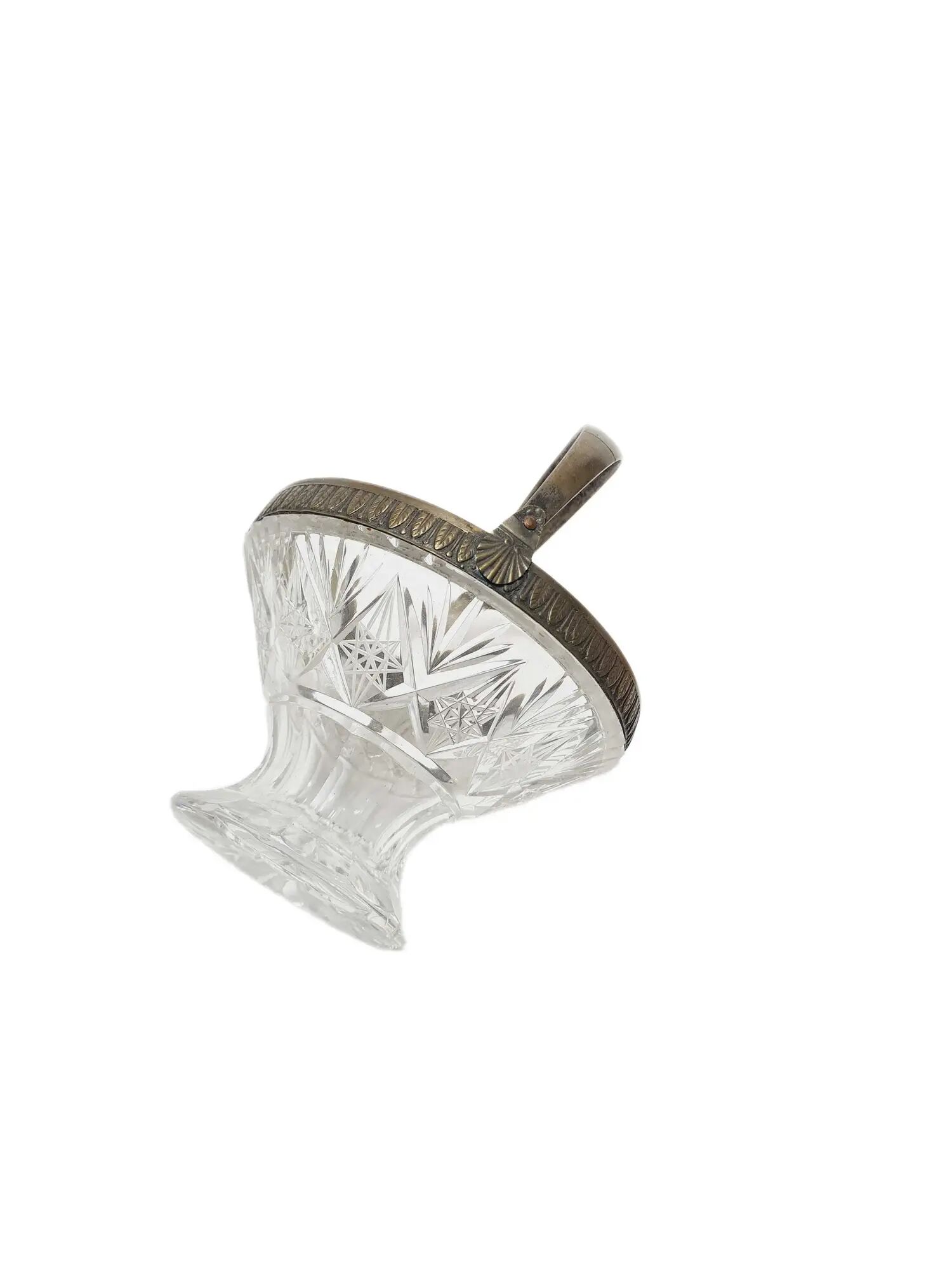 ARS Crystal platter ART DECO with brass fittings