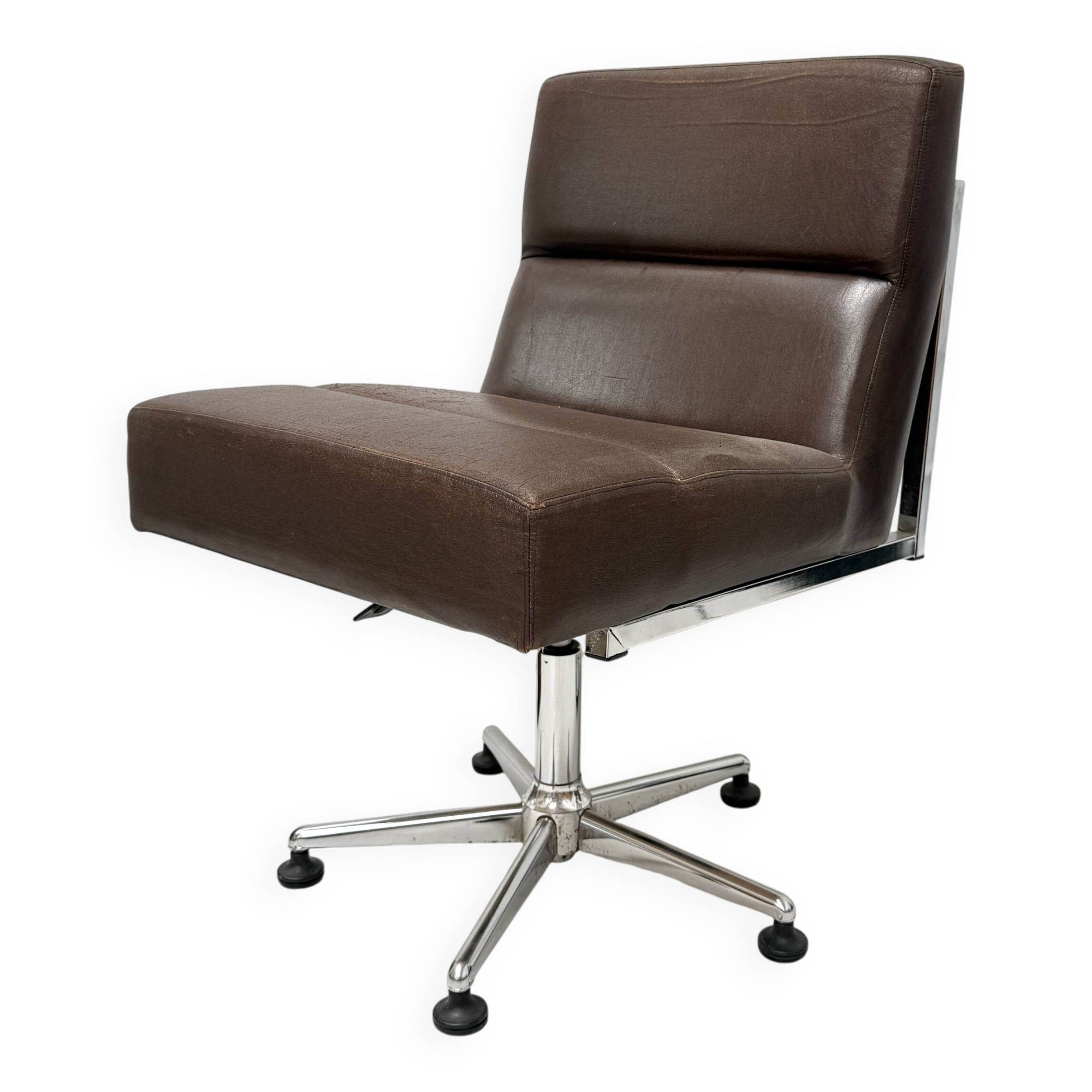 Fauteuil 70’s Skaï marron