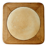 Pine and stoneware trivet from Marais France, 1980s