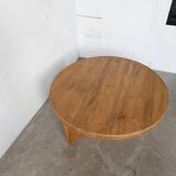 Round modernist coffee table, elm, 1950s.