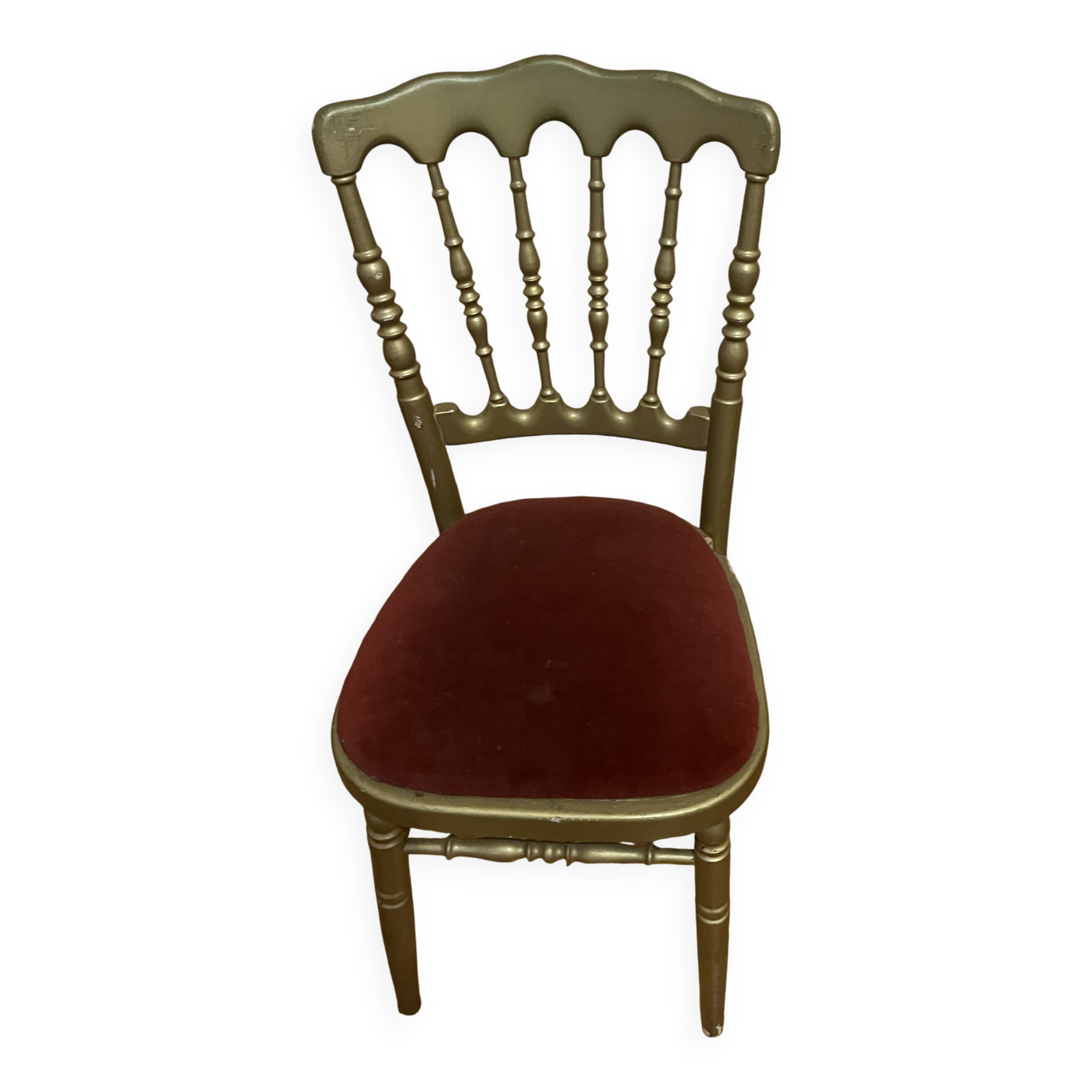 Gilded Napoleon III chair with red velvet seat