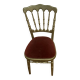 Gilded Napoleon III chair with red velvet seat
