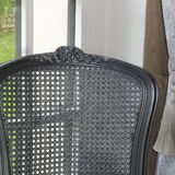 Patinated canned chair in tin grey