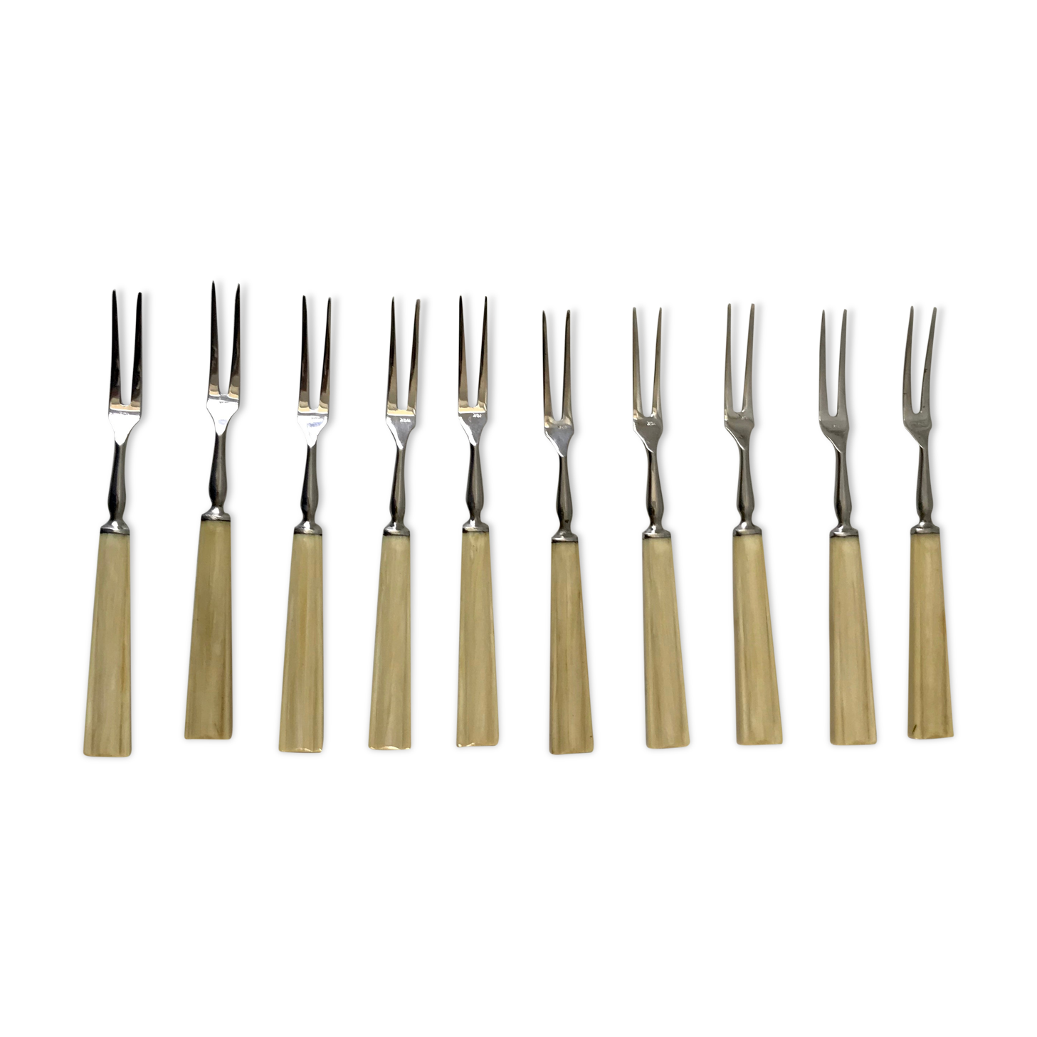 Set of 10 dessert forks in Bakelite 60s-70s