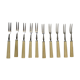 Lot de 10 fourchettes à dessert en bakélite années 60-70