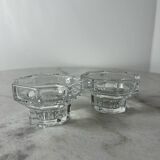 Set of 2 octagonal glass candle holders France