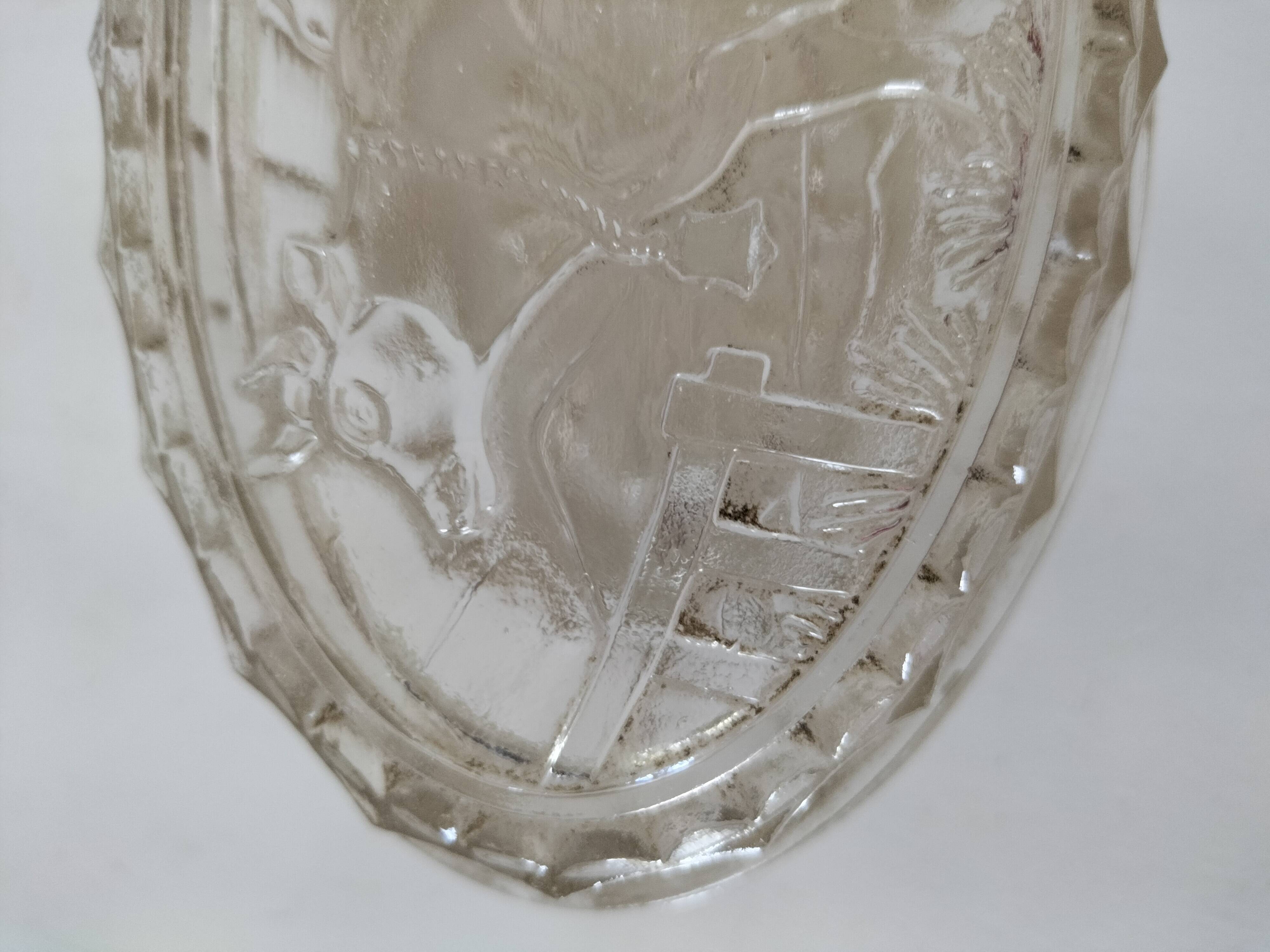 Beurrier vintage en verre pressé décor vache