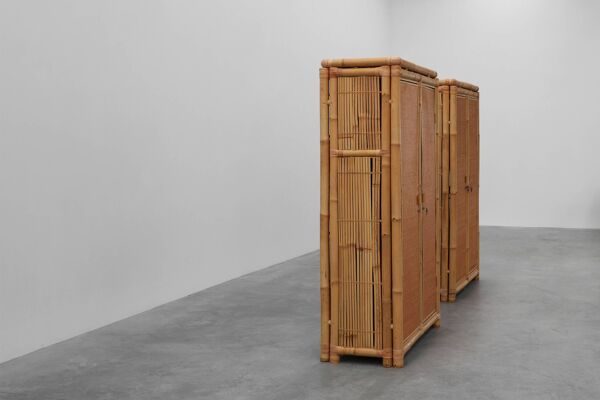 Armoire en bambou et rotin du milieu du siècle, Italie vers 1960