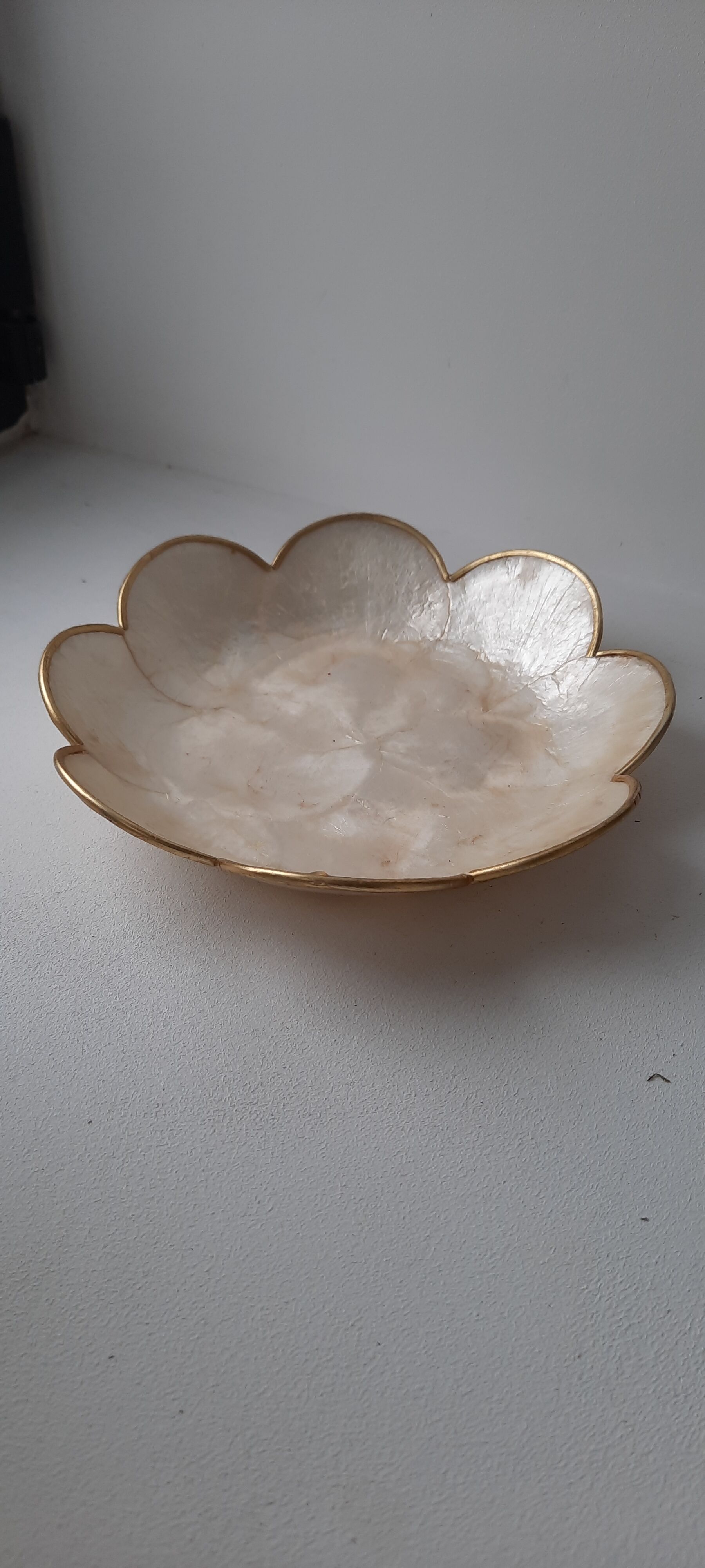 Mother-of-pearl and brass tidy