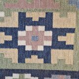Mid century Scandinavian rug, Swedish wool flatweave with geometric design