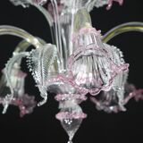 Charming Vintage Venetian Chandelier, Pink Murano Glass, 1950s