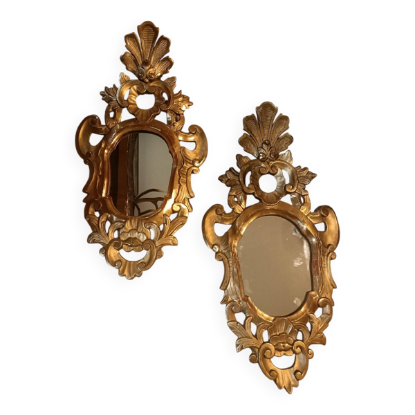 Paire de miroirs italiens en bois doré — Beyit