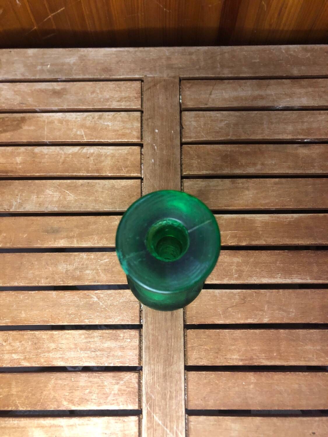 Series of 6 old vintage green bubble molded glass candlesticks #a529