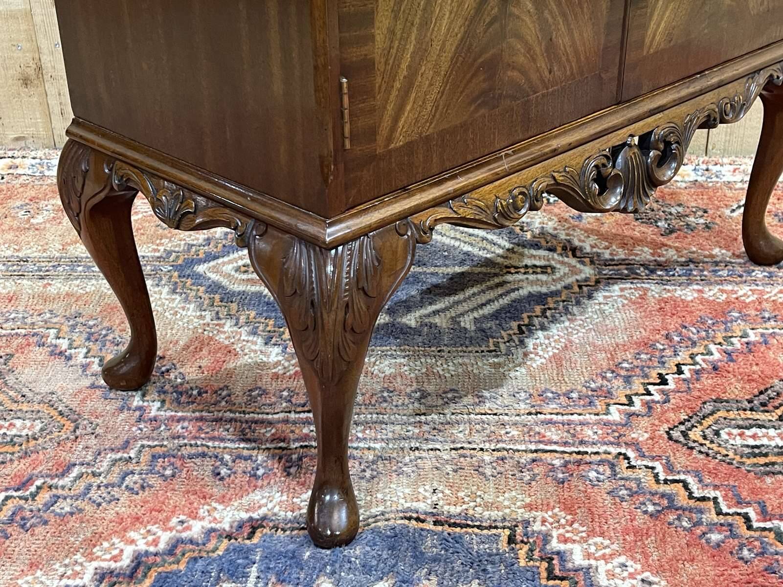1950s Chippendale Mahogany Sideboard with Glass Top