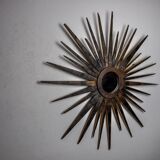 XL wooden sun mirror, France, 1960, 80 cm