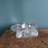Star candle holder in glass or bubbled crystal, Biot type