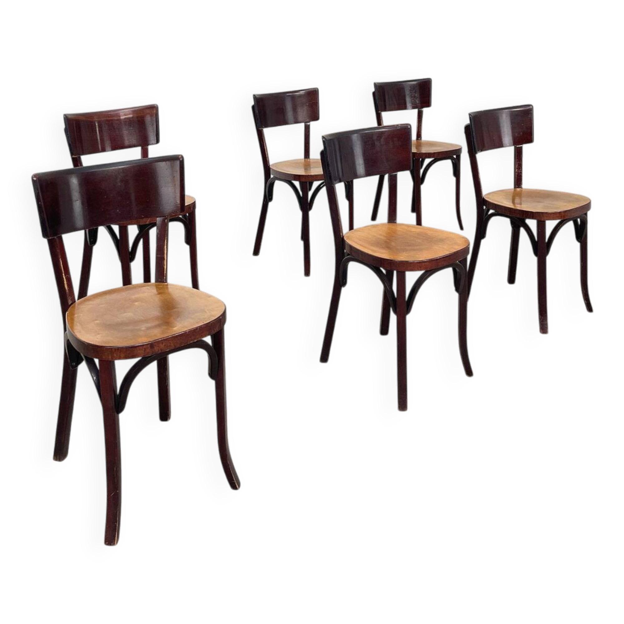 6 Baumann "Etienne" bistro chairs, 1950