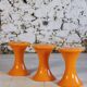 Set of 3 Tam Tam stools in orange by Henri Massonnet for Stamp, 1970.