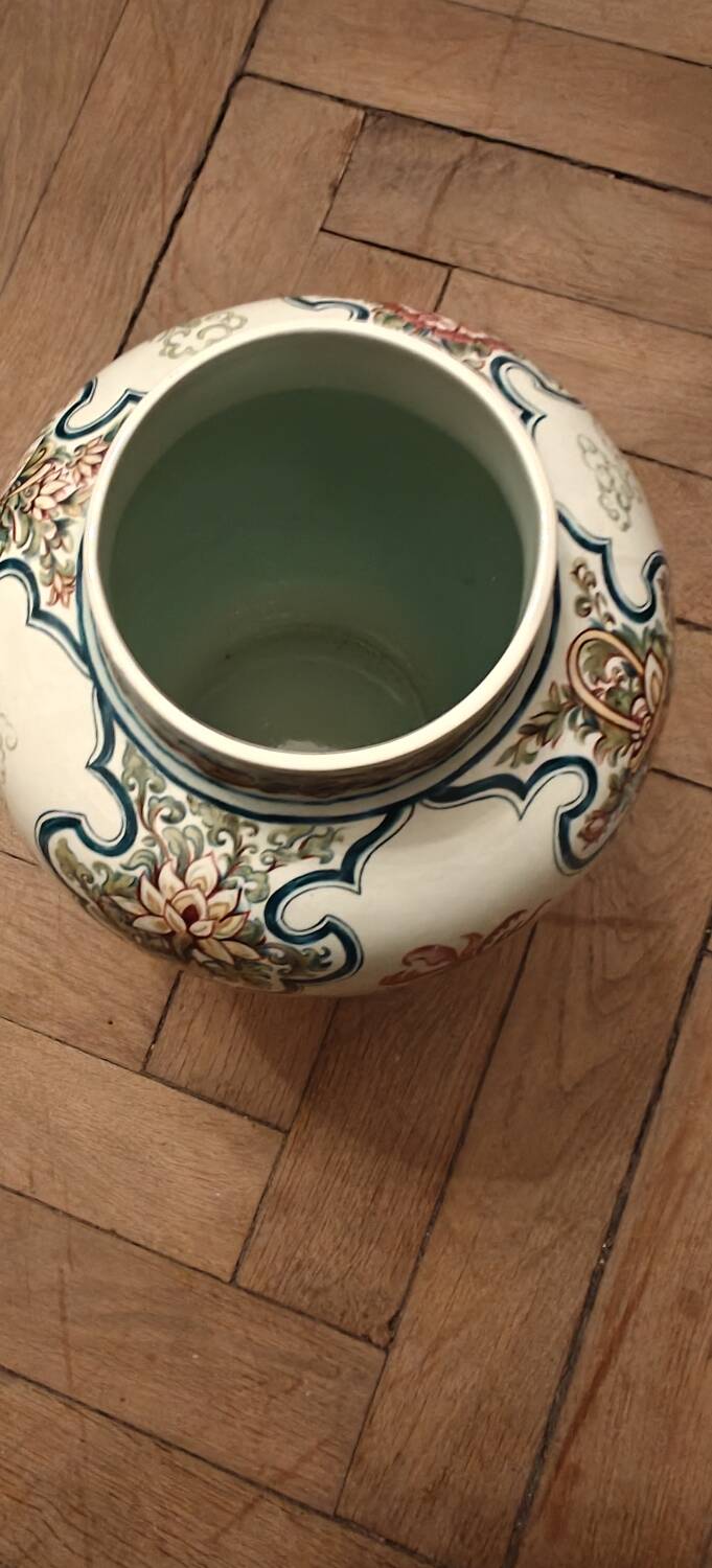 Vintage Boch Belgium Trumpet Vase Changhai Series Oriental Vase