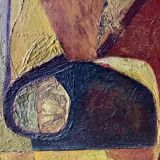 Large figurative oil painting from the 90s – Post-Cubist composition – French artist