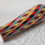 Italian ceramic vase with harlequin decor from the 50s