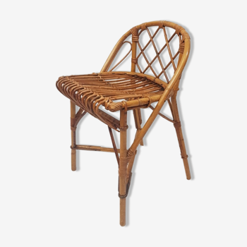 Stool or small chair in vintage rattan