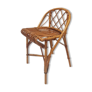 Tabouret ou chaise en rotin vintage