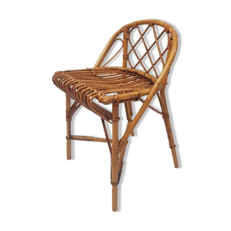 Tabouret ou chaise en rotin vintage