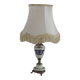 French Vintage Decorative Silver Metal and Porcelain Shaded Table Lamp