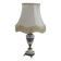 French Vintage Decorative Silver Metal and Porcelain Shaded Table Lamp