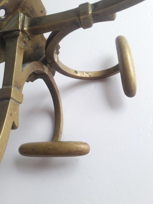 Patère double bronze porte manteau chapeau 4 crochets ancienne