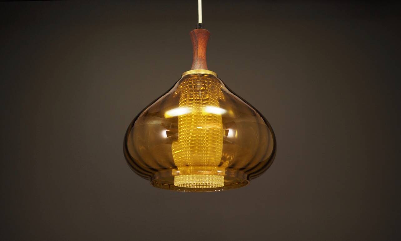 Glass pendant lamp, Danish design, 1970s, production: Denmark