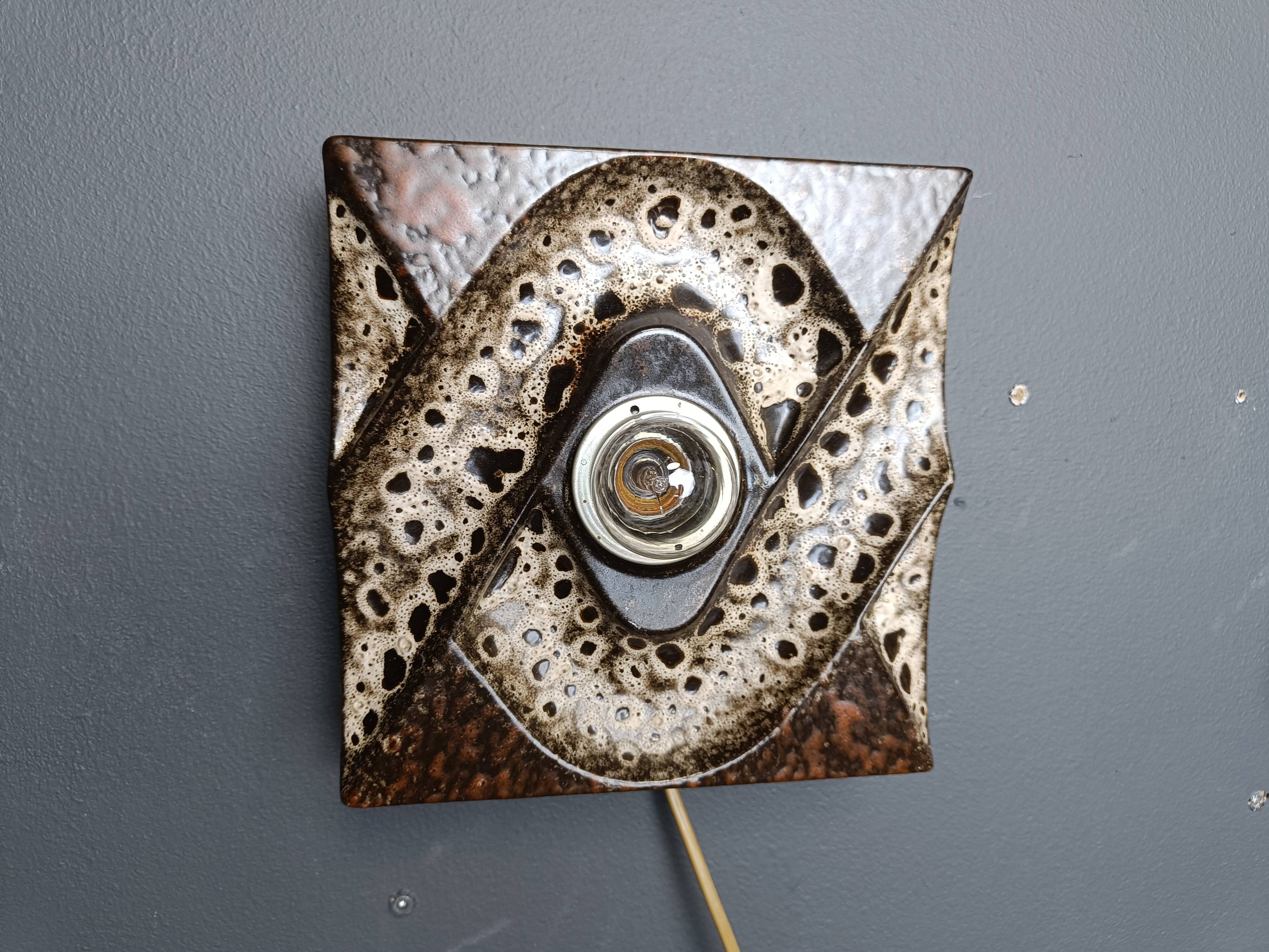 Pair of ceramic brutalist wall lamps by Pan Leuchten, 1960s
