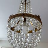 Antique brass and cut glass balloon chandelier