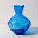 Vintage Small Blue Pressed Glass Vase with Flowers Pattern / Italy / 1960