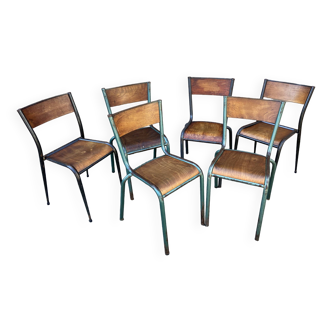 6 mismatched industrial school chairs vintage school communities Mullca