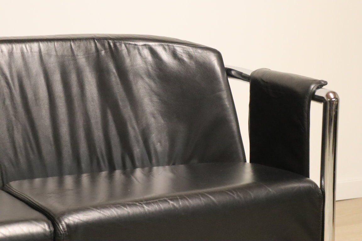 Vintage sofa in synthetic leather and chrome metal, 1970s