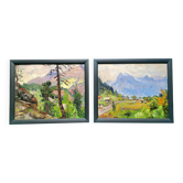 Pair of post-impressionist paintings signed BERJONNEAU, oil on cardboard.