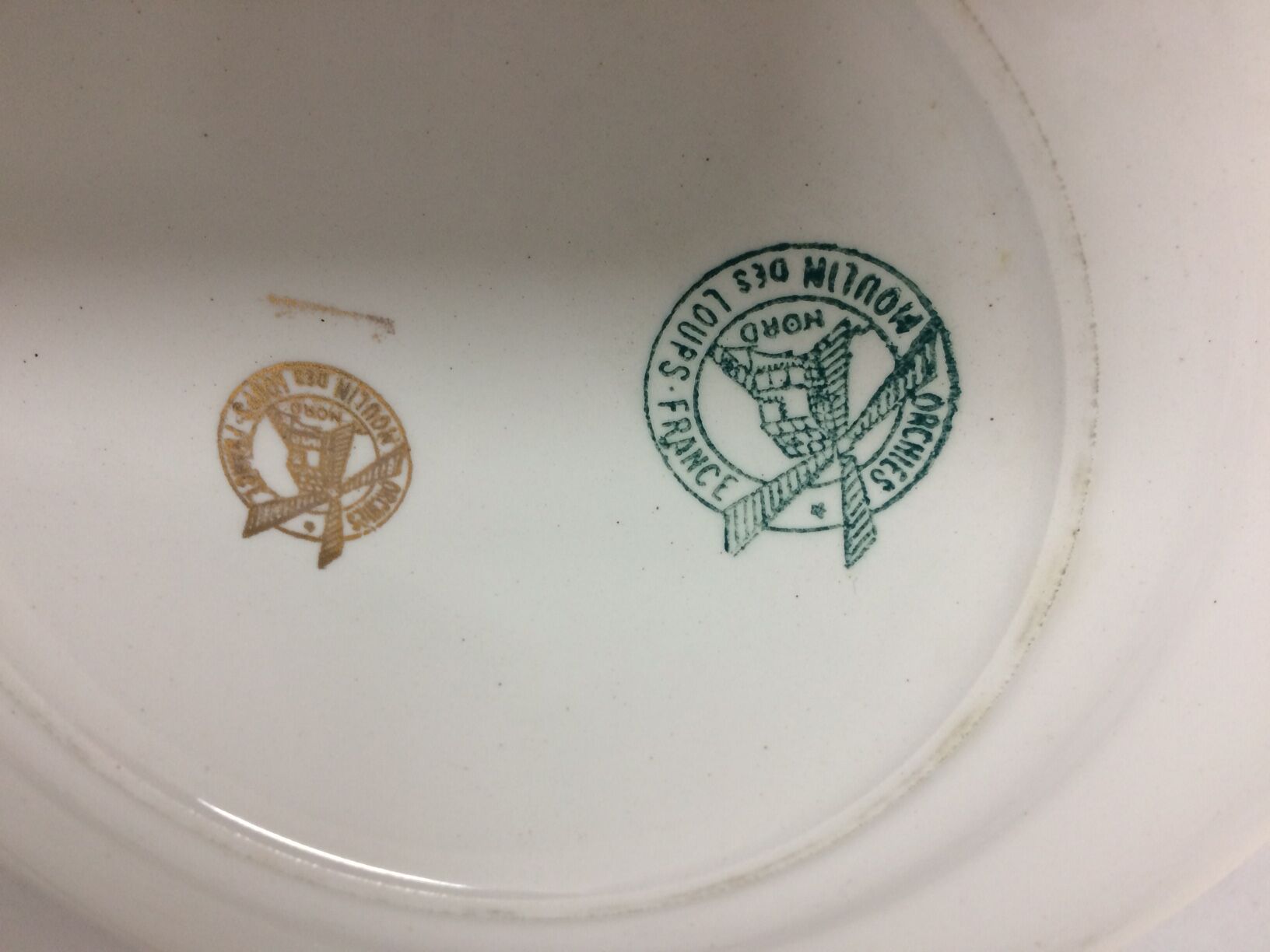old dessert plates in earthenware "orchies mill of wolves"