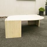 Coffee table drop travertine design 1970 vintage