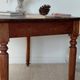 Table / Vintage cherry wood desk with turned legs – Natural patina