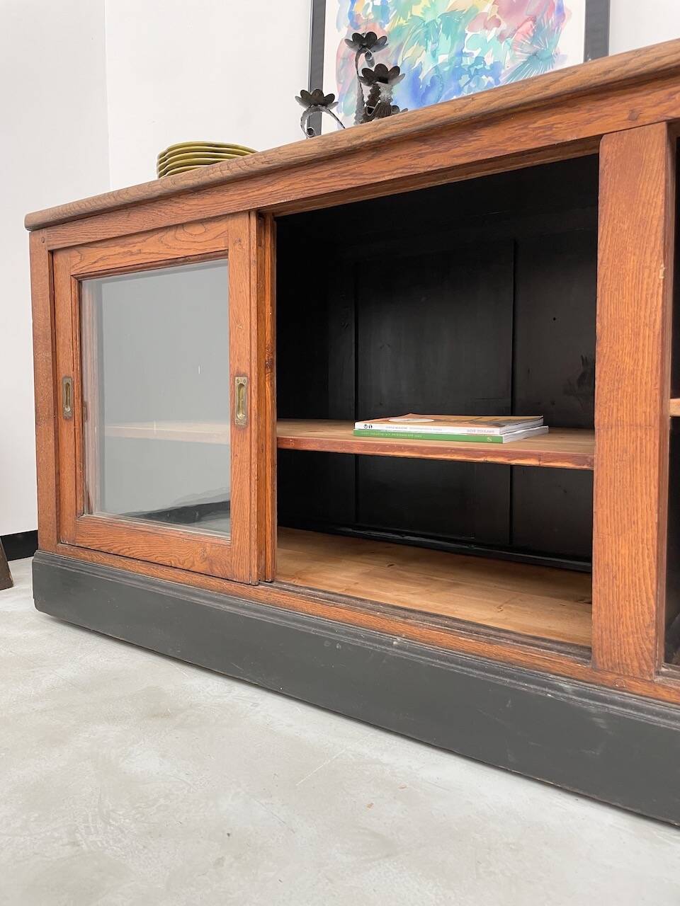 Enfilade de métier XXL chêne portes vitrées